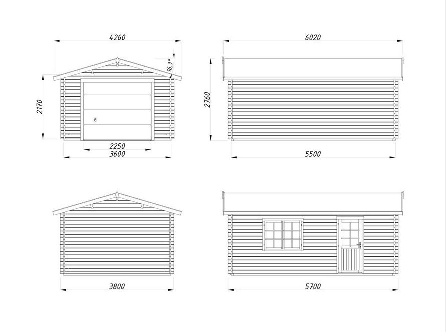 Garage 19 m² porte sectionnelle croquis